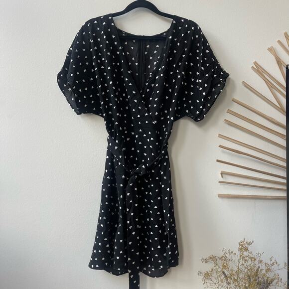 NASTY GAL Dress Satin Heart Deep V Wrap Design Side Slits Size 4 - Picture 2 of 8